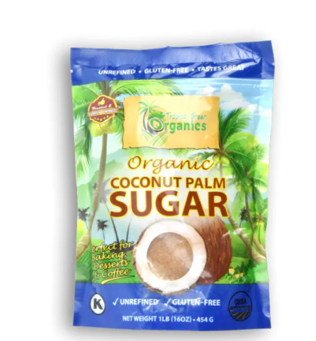 TROPICAL GREEN ORGANICS Organic Coconut Palm Sugar 16 OZ